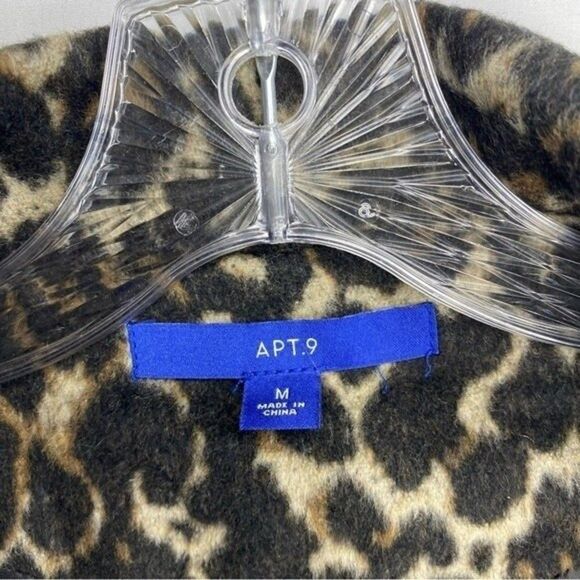 Apt 9 Overcoat Women’s M Brown Black Cheetah Animal Single Button Wool Blend - Picture 10 of 11